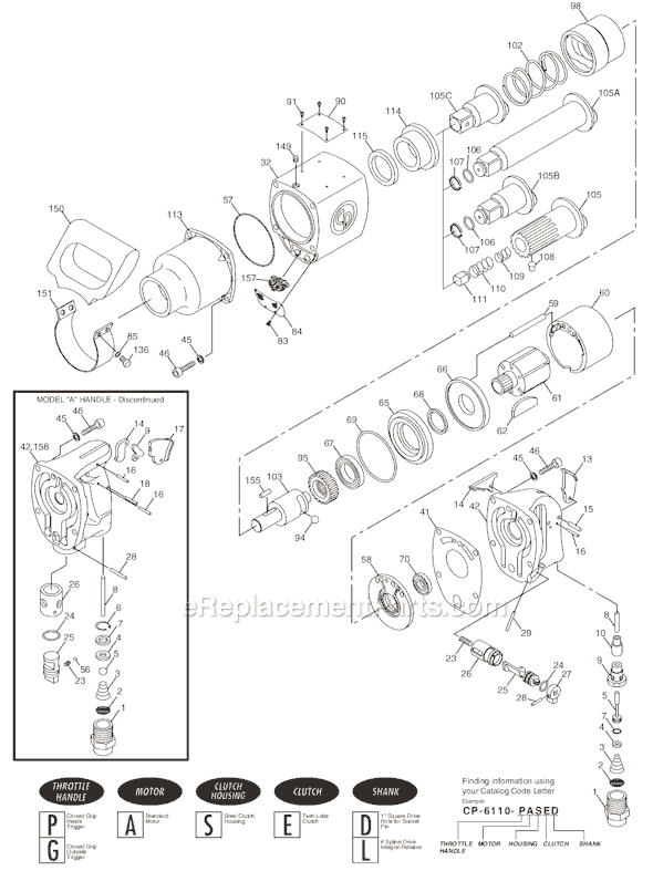 Page A Diagram and Parts List for CP6110PASEL T025101 Chicago Pneumatic Wrench